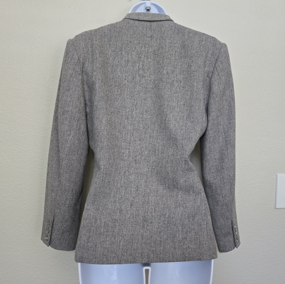Vintage 90s Liz Claiborne Wool Blend Classic Blazer Gray Coat Classic Retro - Picture 4 of 16